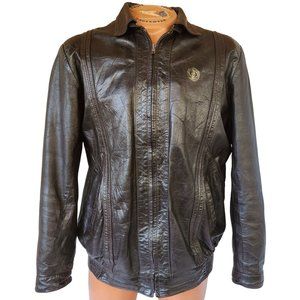 Men's Vintage Leather Bomber Jacket Soft Sheepskin Leather Removable Fur Lining